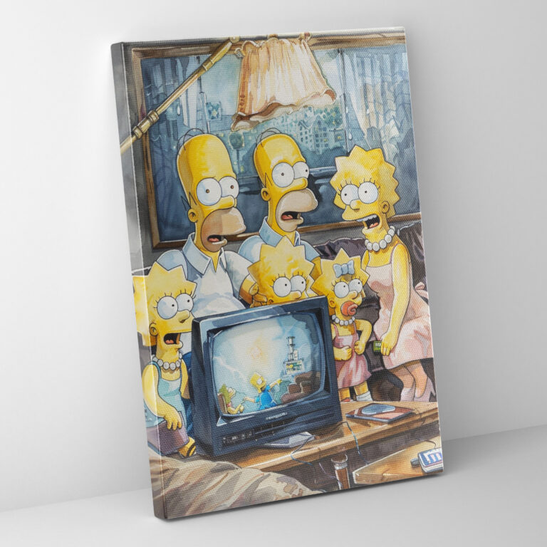 The Simpsons Canvas Print - Classic Watercolor Painting - The Simpsons, The Simpsons, Canvas Wall Art, Canvas Print