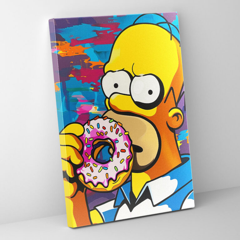 The Simpsons Canvas Print - Pop Art Homer Simpson Eating A Donut - The Simpsons, Homer Simpson, The Simpsons, Wall Decoration