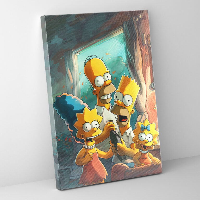 The Simpsons Classic Cartoon Illustration Canvas Print - The Simpsons, Wall Art, Canvas Wall Art, The Simpsons
