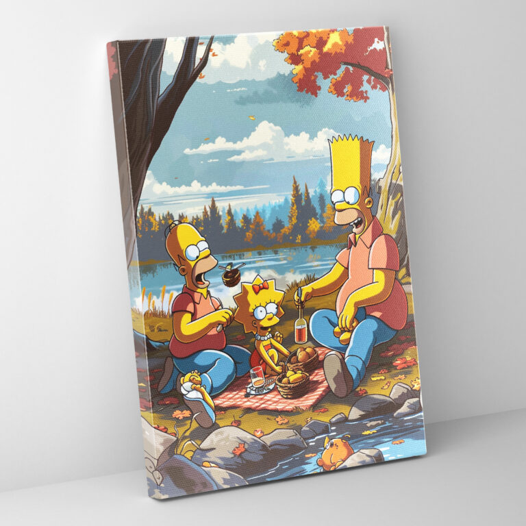The Simpsons Canvas Print - Classic Cartoon Style - The Simpsons, Picnic, Family, Cartoon Style