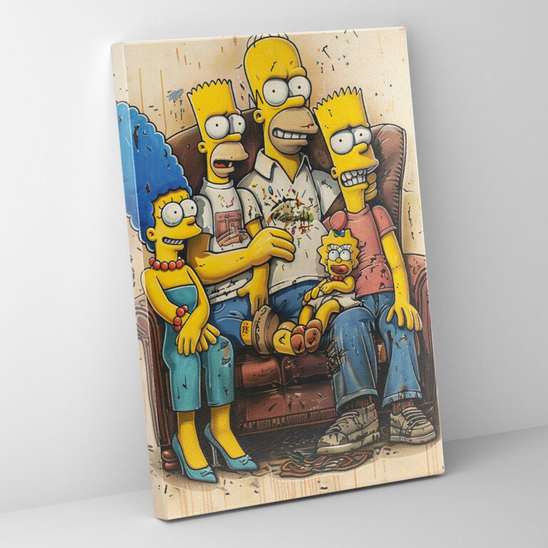The Simpsons Canvas Print: Classic Family On Couch - The Simpsons, Wall Decoration, Vibrant Colors, Canvas