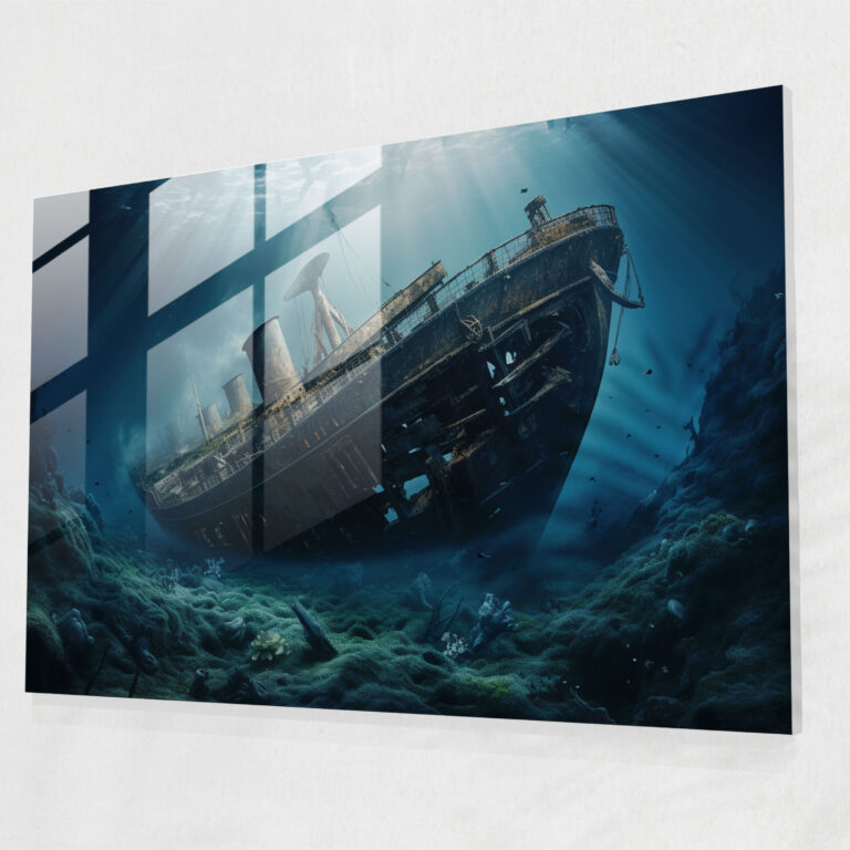 Titanic Glass Print - Titanic, Glass Art, Modern Art, Wreckage