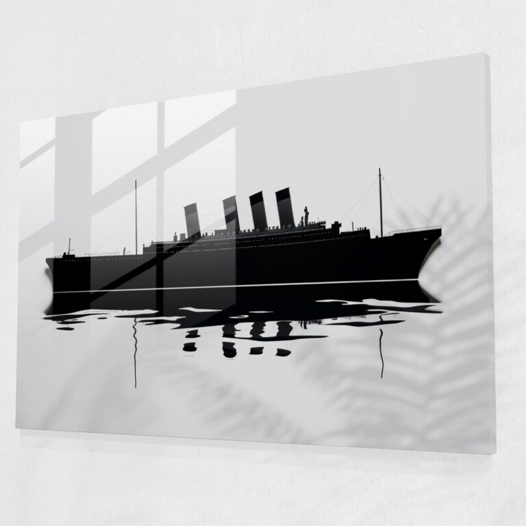 Titanic Glass Wall Art - Minimalist Silhouette - Titanic, Titanic, Wall Decoration, Home Decoration