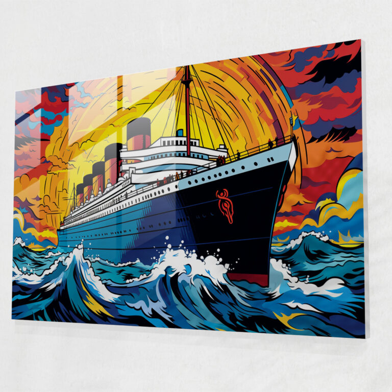 Titanic Glass Print - Pop Art Nostalgia - Titanic, Modern Art, Bold Colors, Pop Art
