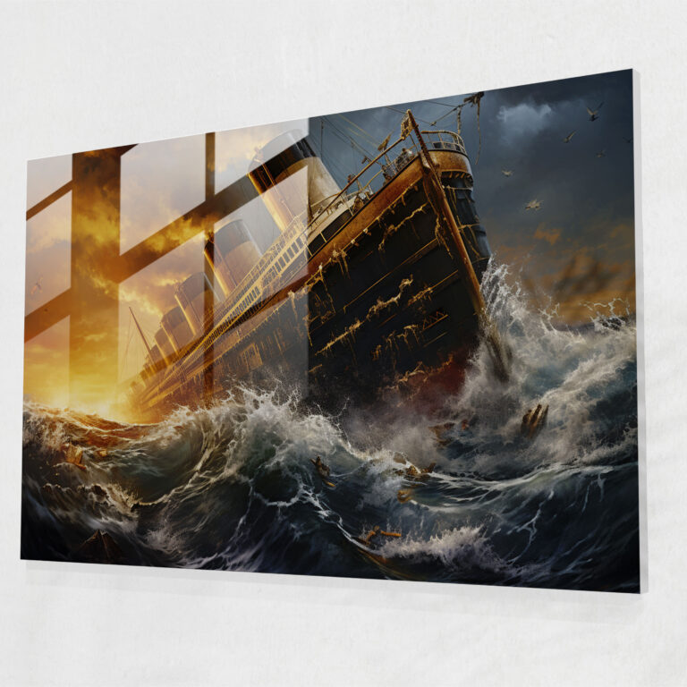 Titanic Legacy Glass Print - Titanic, Rough Waves, Glass Art, Dramatic
