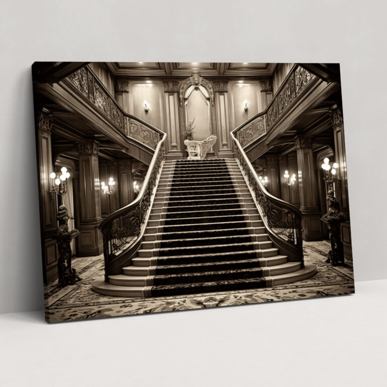 Titanic Grand Staircase Vintage Photograph Canvas Print - Titanic, Canvas, Home Decoration, Titanic
