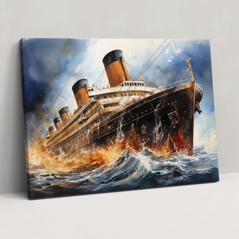 Titanic Nautical Watercolor Painting Canvas Print - Titanic, Wall Art, Canvas Print, Titanic