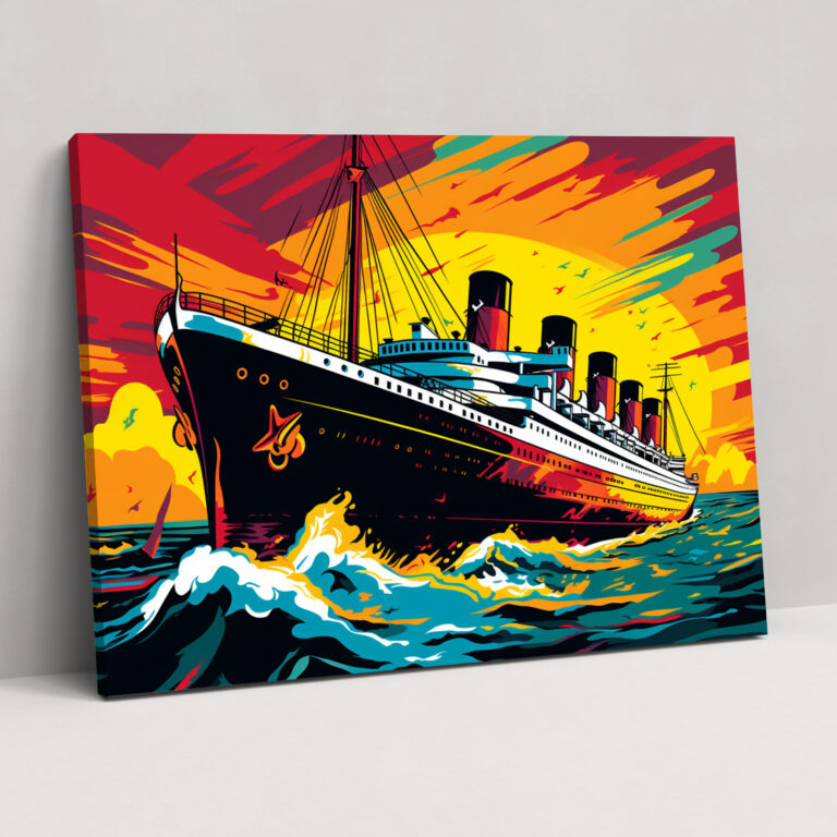 Titanic Wall Decoration - Pop Art Inspired Graphic Design - Titanic, Bold Design, Canvas Print, Vibrant Colors