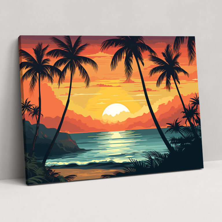 Travel Canvas Print - Retro Beach Scene Wall Art - Travel, Canvas Wall Art, Retro Beach Scene, Canvas Print