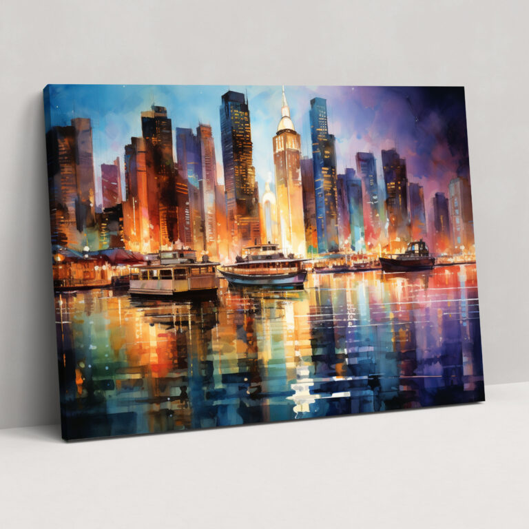 Travel Wall Art - Cityscape At Night Canvas Print - Travel, Urban Travel, Vibrant Energy, Wall Art