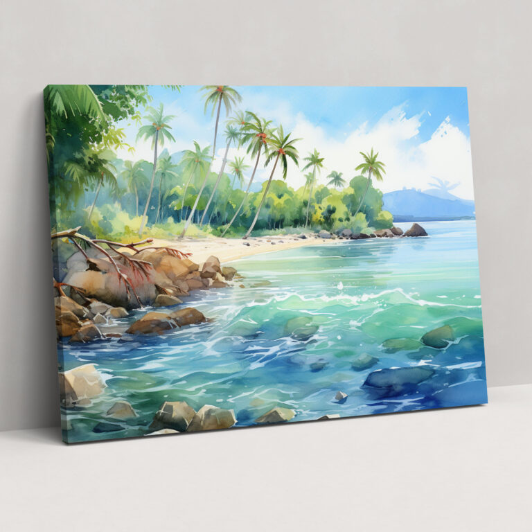 Travel Wall Art - Tropical Beach Canvas Print - Travel, Travel, Canvas Wall Art, Palm Trees