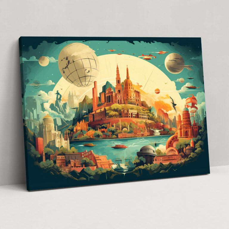 Travel Art Print - Vintage Landmark Canvas - Travel, Vintage Travel Poster, Landmark, Canvas Wall Art