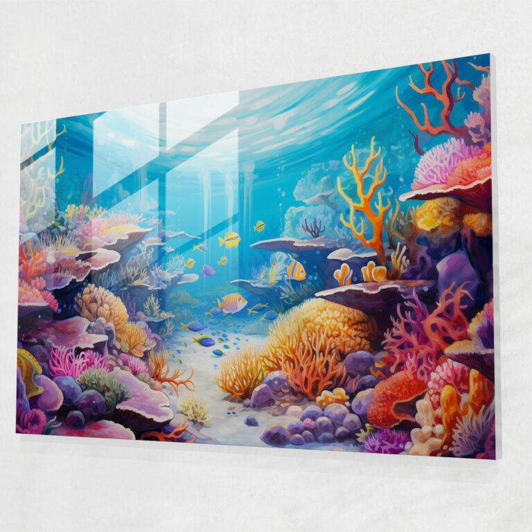 Travel Glass Wall Decoration - Travel, Marine Life, Coral Reefs, Underwater Scene