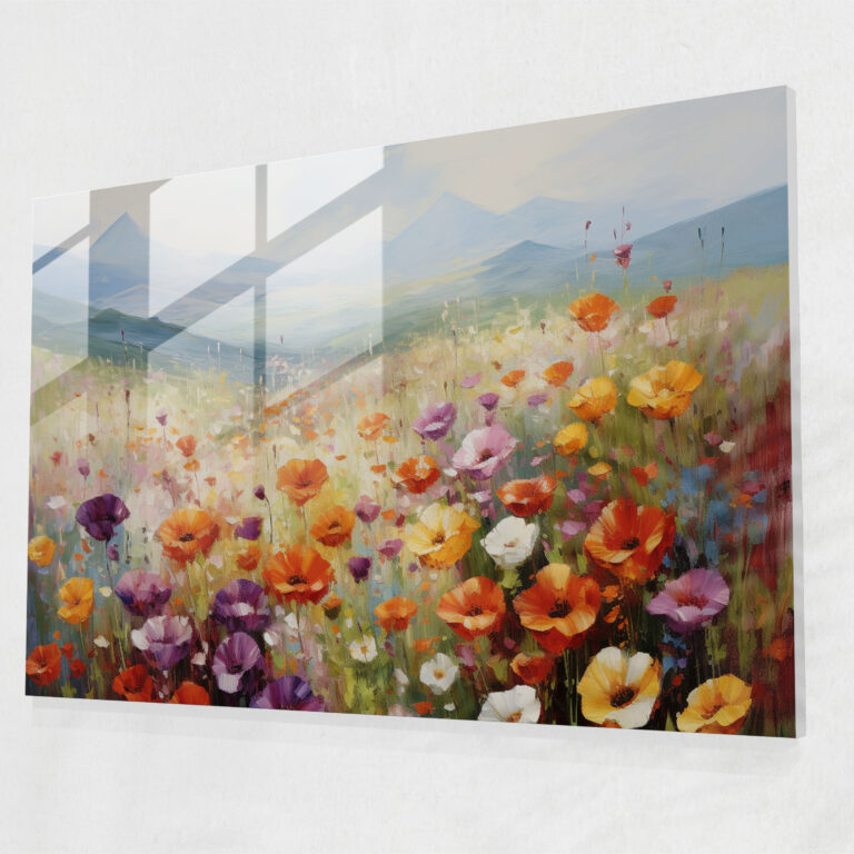 Travel Home Decoration - Travel, Impressionist Painting, Glass Art, Colorful Field