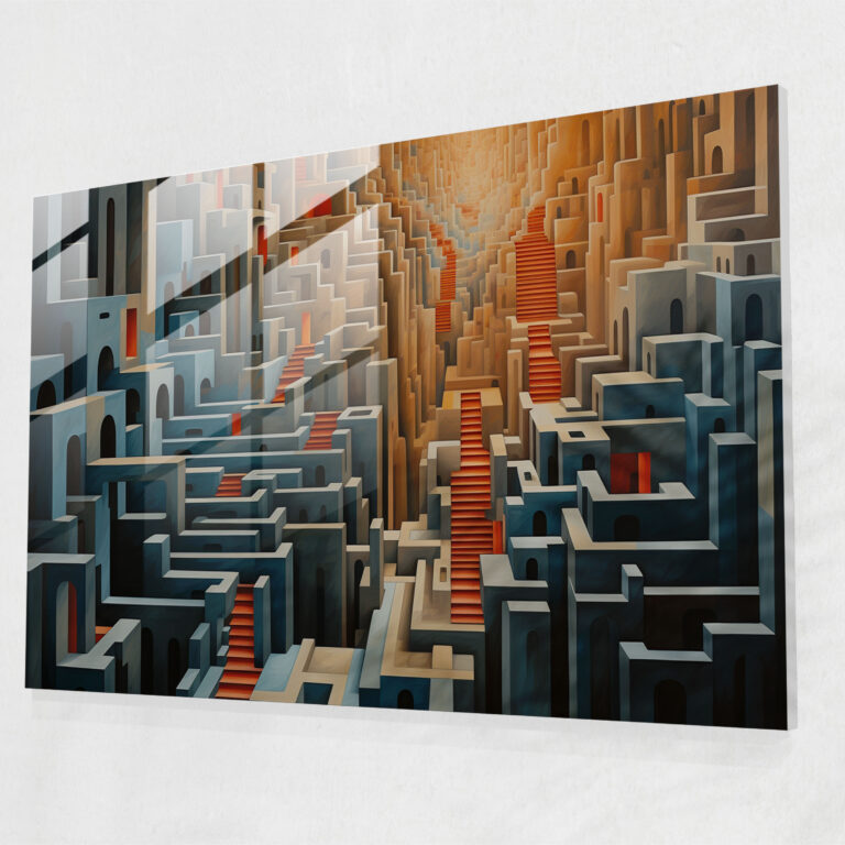 Travel Home Decoration - Travel, Glass Wall Art, Geometric Abstraction, Mystique