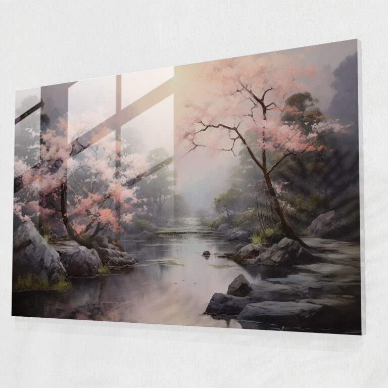 Zen Garden Oil Painting - The Zen Garden, Glass Print, Delicate Brushstrokes, Zen Garden