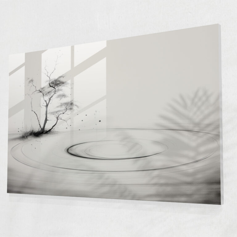 Minimalist Zen Garden Glass Wall Art - The Zen Garden, Minimalist, Glass Art, Balance