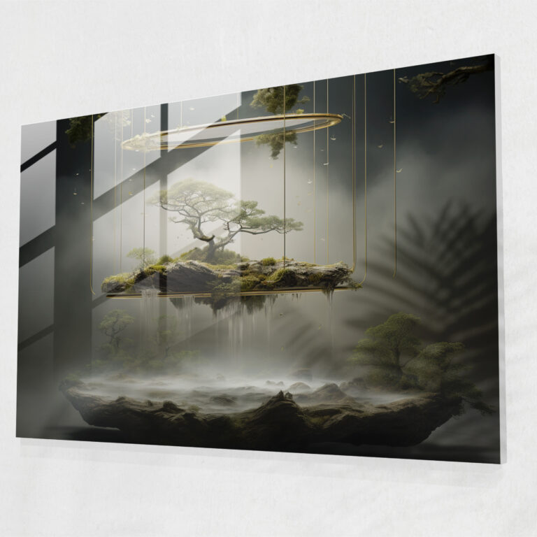 Dreamscape Zen Garden Glass Wall Art - The Zen Garden, Surrealist, Modern Art, Glass Wall Art