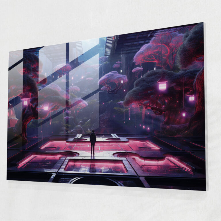 Cyber Zen Garden Glass Wall Art - The Zen Garden, Wall Decoration, Glass Art, Modern Art