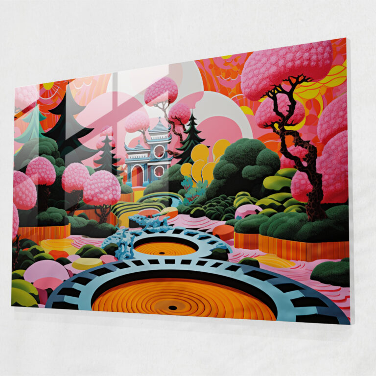 Pop Art Zen Garden Glass Print - The Zen Garden, Colorful, Home Decoration, Modern Art