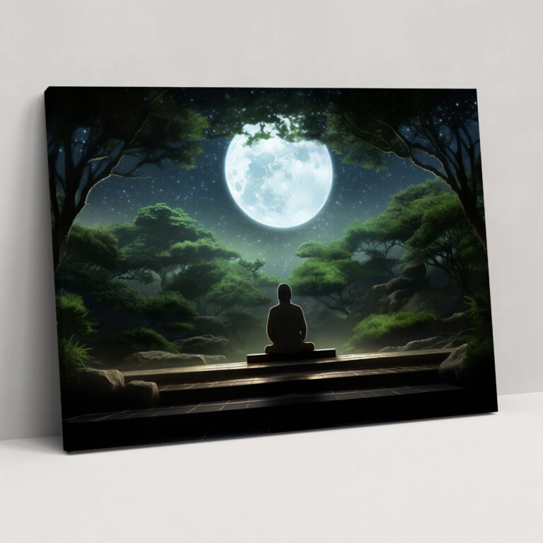 Moonlit Zen Garden Canvas Print - The Zen Garden, Canvas Wall Art, Canvas Print, Zen Garden