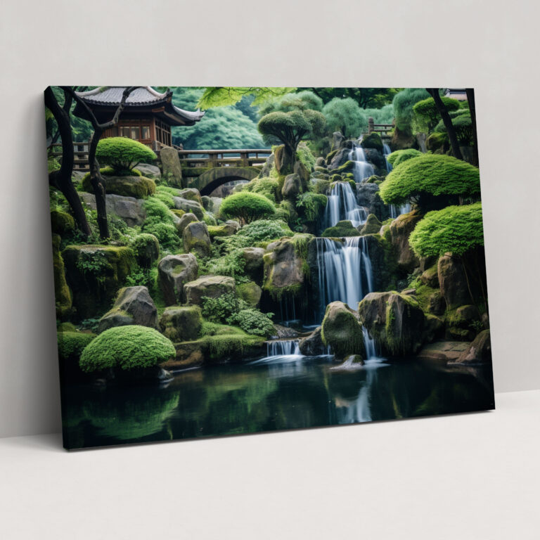 Flowing Water Zen Garden Canvas Print - The Zen Garden, Zen Garden, Serene Movement, Sound Of Waterfall