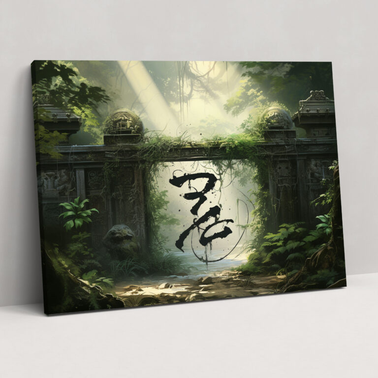 Zen Garden Wall Decoration - The Zen Garden, The Zen Garden, Calligraphy-Inspired Artwork, Lush Garden
