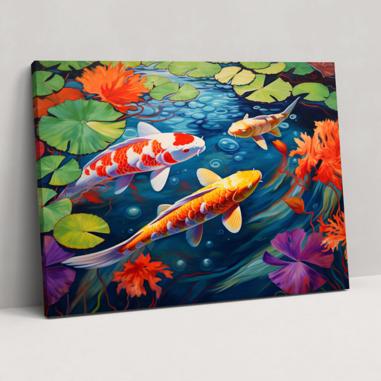 Tranquil Koi Fish Pond Canvas Print - The Zen Garden, Wall Art, Tranquil Koi Fish Pond, Koi Fish Pond