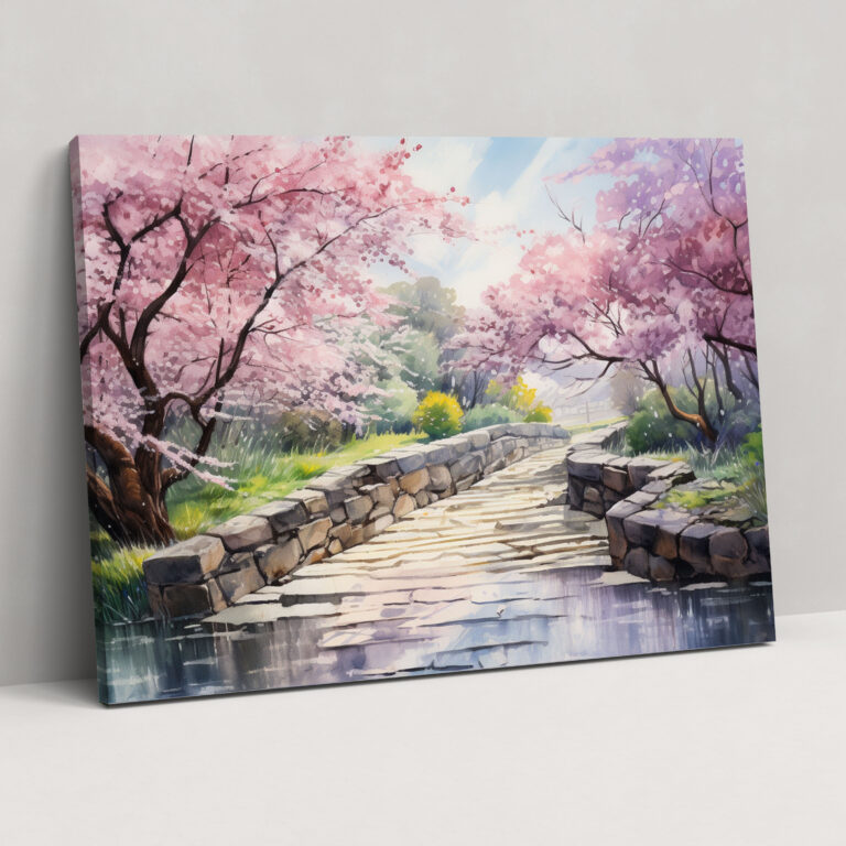 Cherry Blossom Zen Garden Canvas Print - The Zen Garden, Zen Garden, Cherry Blossom Zen Garden, Canvas Wall Art