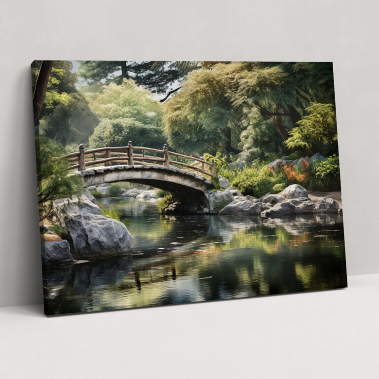 Tranquil Pond Zen Garden Canvas Print - The Zen Garden, Zen Garden, Tranquil Pond Zen Garden, Impressionistic Photograph