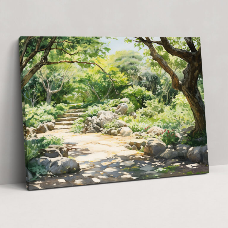 Impressionist Zen Garden Canvas Print - The Zen Garden, Wall Decoration, Impressionist Oil Painting, Canvas Wall Art