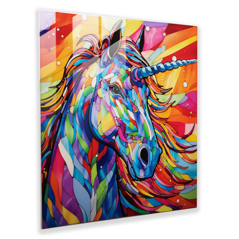 Energetic Unicorn Glass Wall Art - Unicorn, Glass Print, Wall Decoration, Home Decoration