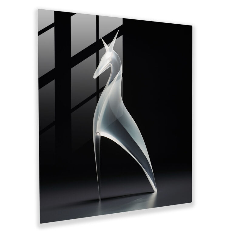Sleek Glass Art - Minimalist Unicorn Sculpture - Unicorn, Home Decoration, Smooth Lines, Minimalist Glass Sculpture