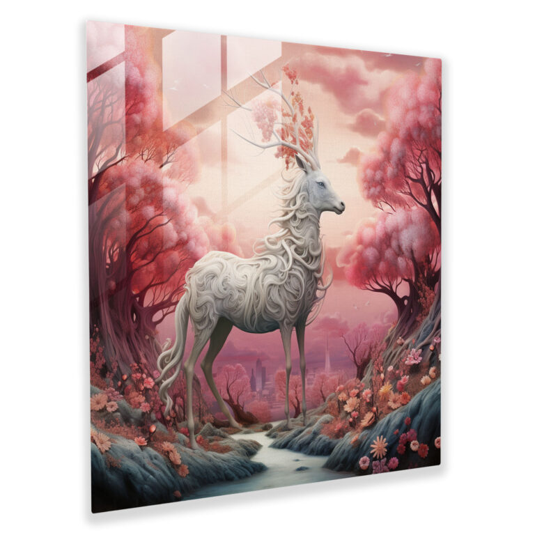 Dreamlike Glass Print - Surreal Mixed Media Artwork - Unicorn, Unicorn, Vibrant Colors, Wall Decoration