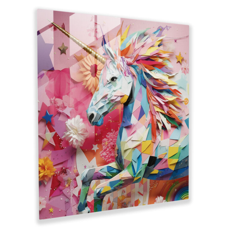 Collage Glass Print - Whimsical Magazine Unicorn - Unicorn, Glass Art, Glass Wall Art, Glass Print