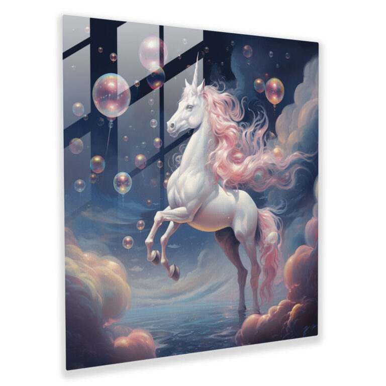 Surreal Unicorn Glass Print - Unicorn, Glass Art, Glass Print, Twinkling Stars