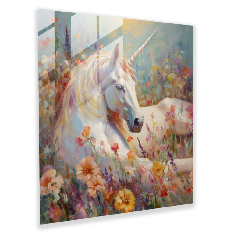 Tranquil Unicorn Glass Print - Unicorn, Tranquility, Glass Art, Glass Wall Art