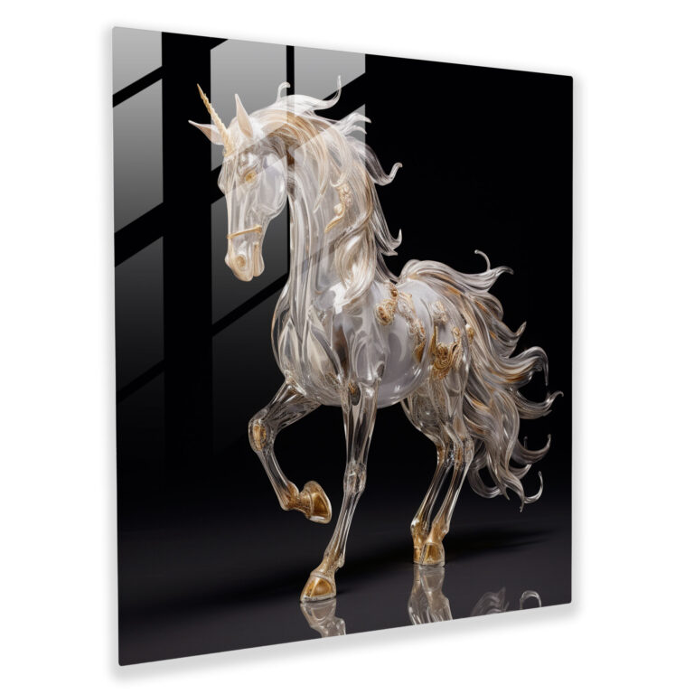 Lifelike Unicorn Glass Wall Art - Unicorn, Wall Decoration, Beauty, Skilled Artisans