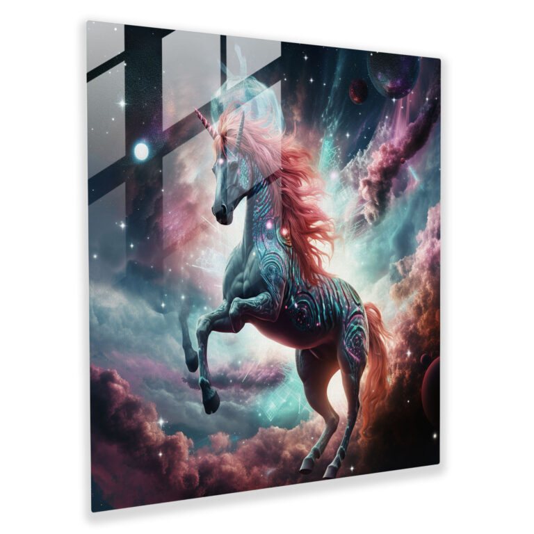 Cosmic Unicorn Glass Print - Unicorn, Cosmic, Wall Decoration, Glass Wall Art