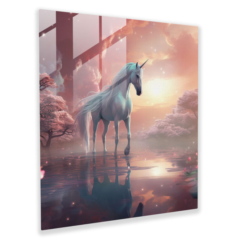 Mystical Unicorn Glass Print - Unicorn, Modern Art, Ethereal World, Unicorn