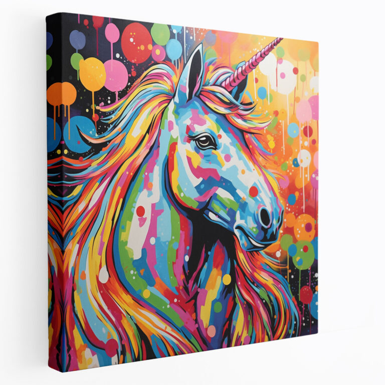 Unicorn Canvas Print - Vibrant Pop Art Wall Decor - Unicorn, Wall Decoration, Pop Art-Inspired Painting, Canvas Print