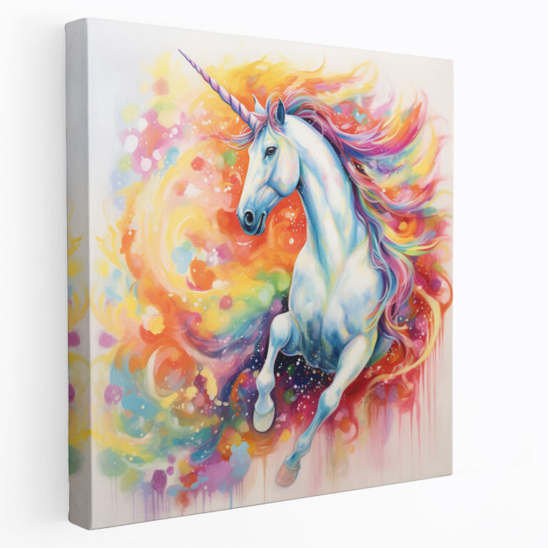Colorful Unicorn Wall Art - Unicorn, Mixed Media Artwork, Wall Decoration, Joy