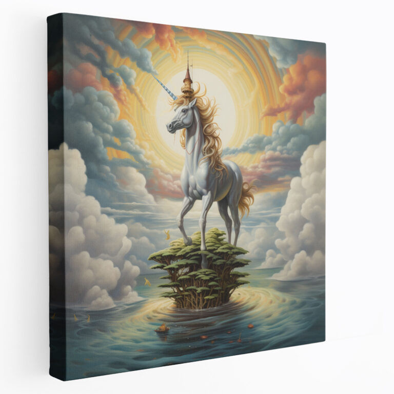 Mystical Unicorn Wall Art - Unicorn, Mystical Unicorn, Surrealistic Painting, Realm Of Wonders