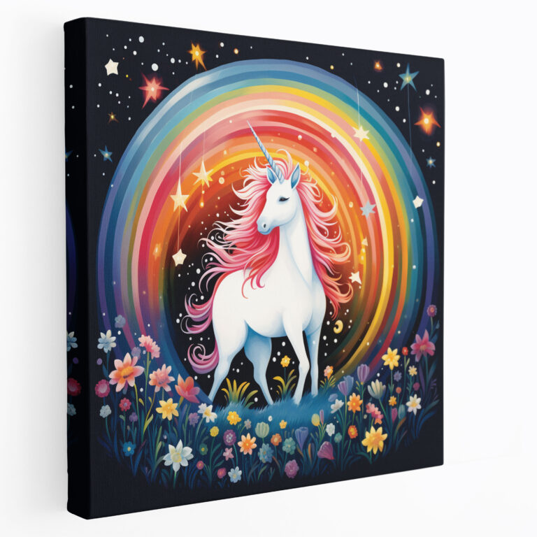 Whimsical Unicorn Wall Art - Unicorn, Playful, Illustration, Canvas