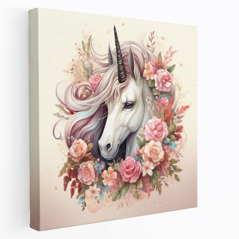 Vintage Unicorn Wall Art - Unicorn, Canvas Wall Art, Illustration, Home Decoration