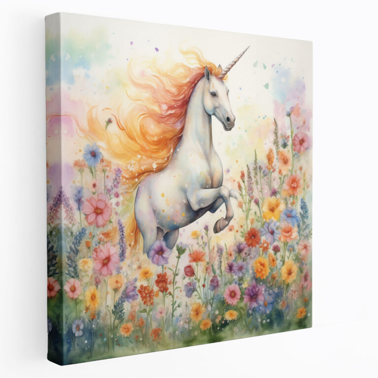 Unicorn Canvas Print - Whimsical Watercolor Wall Art - Unicorn, Wall Decoration, Canvas Print, Watercolor
