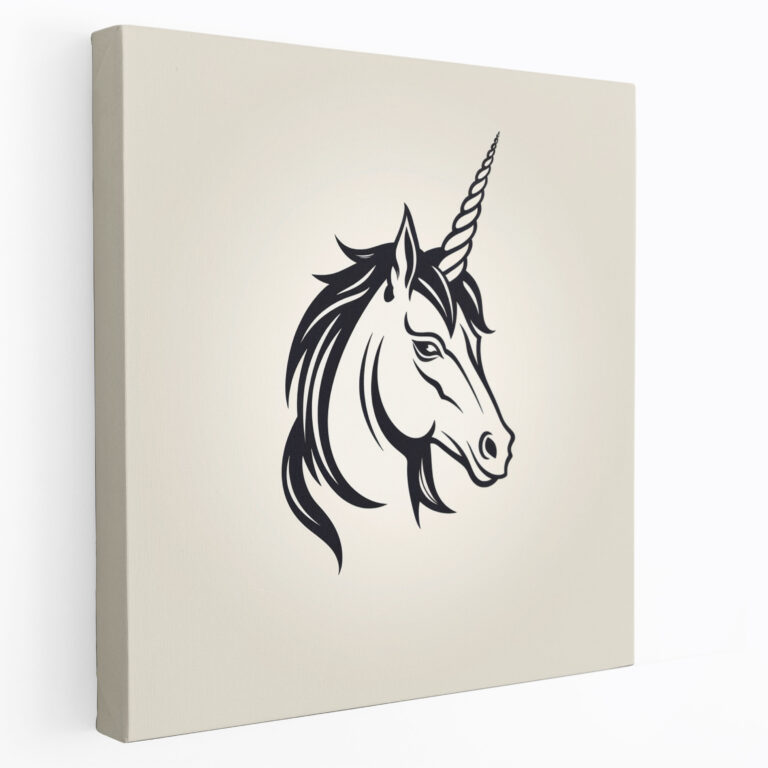 Unicorn Canvas Print - Minimalist Line Drawing Wall Art - Unicorn, Sleekness, Wall Decoration, Canvas