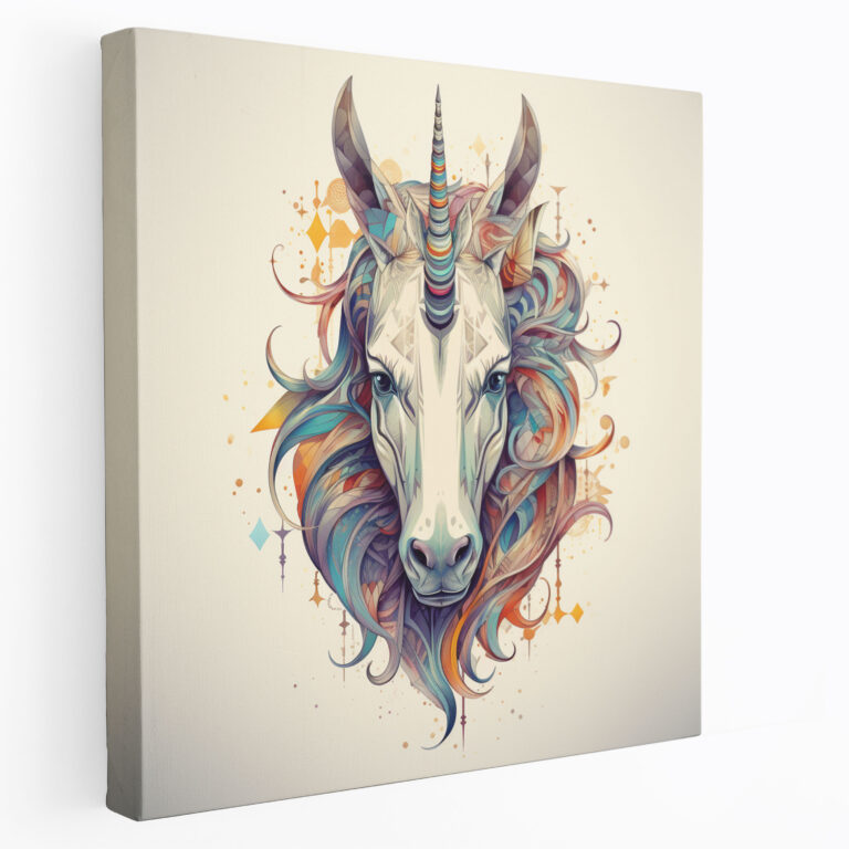 Unicorn Canvas Print - Geometric Illustration Wall Art - Unicorn, Patterns, Modernity, Sophistication
