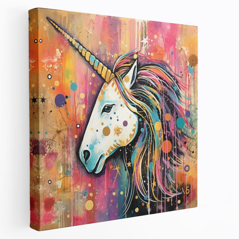Unicorn Wall Art - Abstract Mixed Media Canvas Print - Unicorn, Canvas, Wall Decoration, Canvas Wall Art