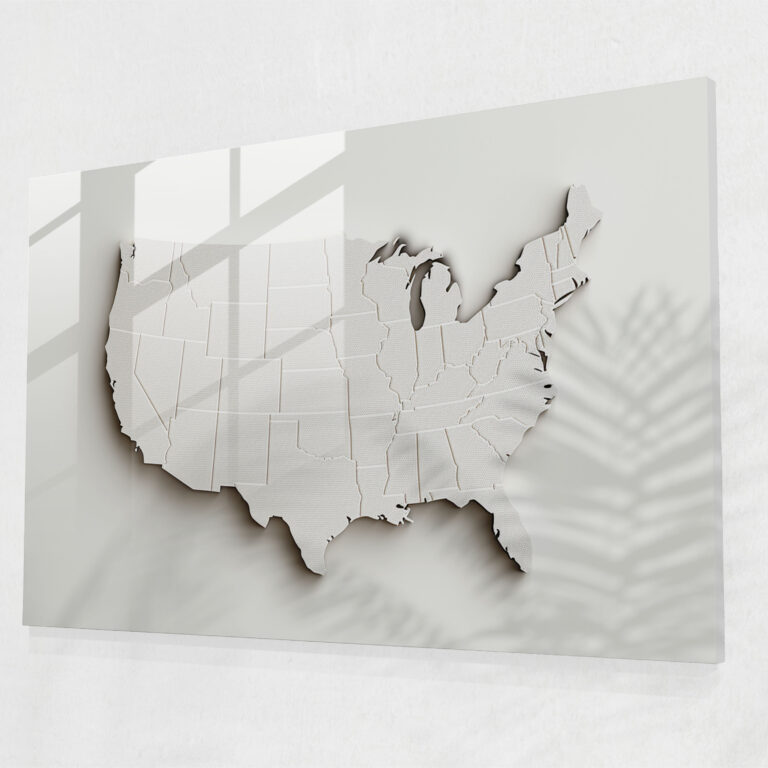 Minimalist United States Of America Map Glass Wall Art - United States Of America Map, Modern Art, Home Decoration, Glass Art